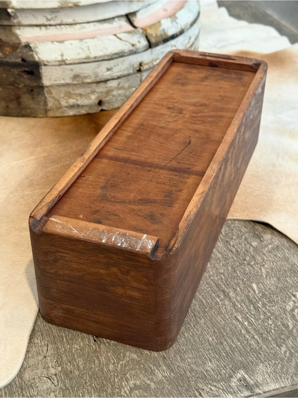 Vintage Sewing Wood Drawer Tray Organizer - Brown